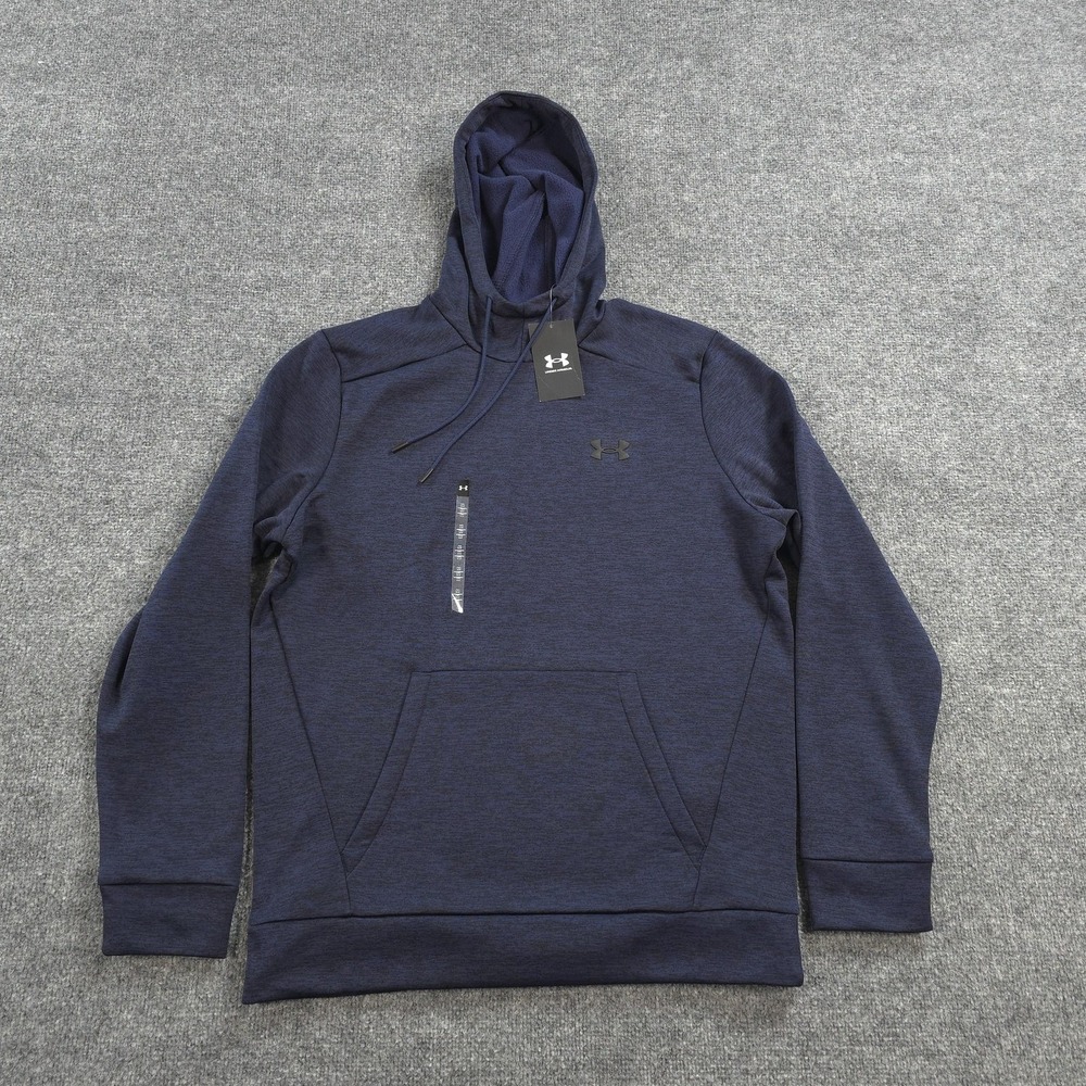 Under‎ Armour Hoodie Mens Medium Blue Armour Fleece Twist HD Pullover Logo NEW